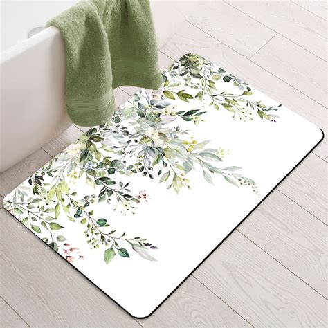 Amazon.com: BBiggood Sage Bathroom Rugs, Eucalyptus Leaves Sage Green ...