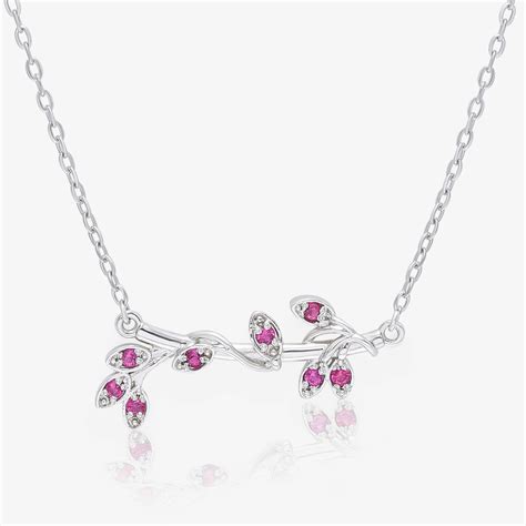 Silver Pink Leaf Chain Necklace