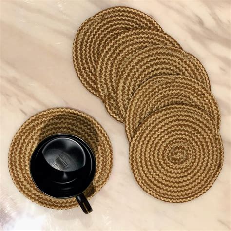 Buy SAPROSE Braided Round Coasters - Set of 6 from Saprose at just INR ...