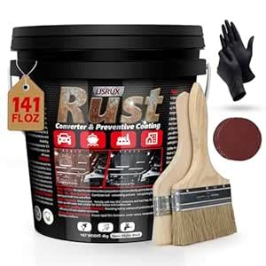 LISRUX Rust Converter & Metal Primer, 141 Fl Oz Black Rust Inhibitor ...