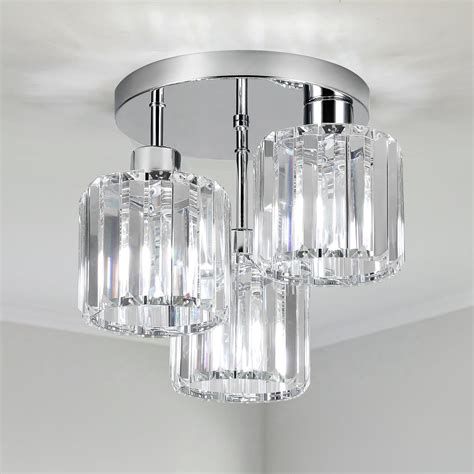 FORCOSO Ceiling Light 3 Lights, Modern Light Shade Crystal Light ...
