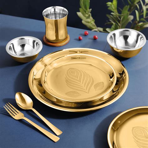 Classic Essentials Stainless Steel 7 pc Divine Dinner Set with High Gr ...