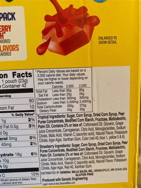 Fruit Gushers Nutrition Facts at Erik Suzuki blog