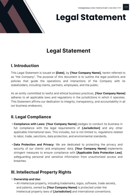 Free Legal Statement Template to Edit Online