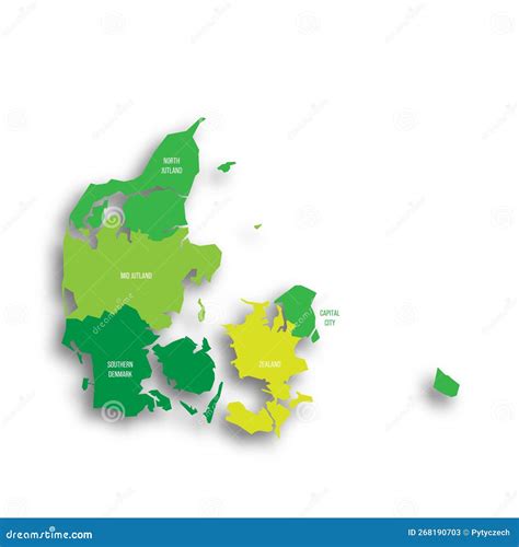 Denmark Political Map of Administrative Divisions Stock Vector - Illustration of divided ...