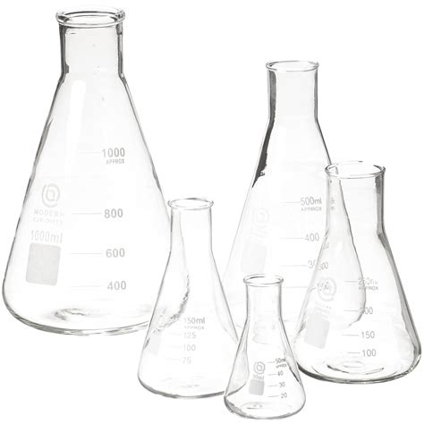 Modern Curiosity Borosilicate Glass Erlenmeyer Flask Set - Volumetric ...