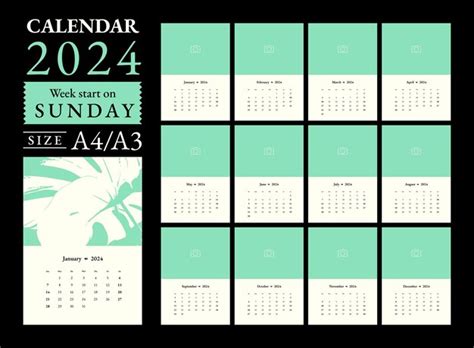 Classic monthly calendar and note for 2024 the week starts on sunday ...
