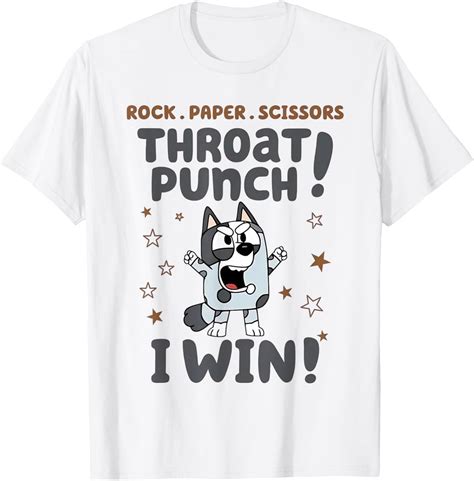 Gildan Muffin Rock Paper Scissors Throat Punch Blue Tan Heeler T-Shirt ...