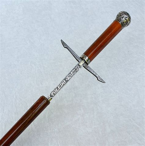 Proantic: Sword Cane With Guard, Toledo Blade, Silver Knob