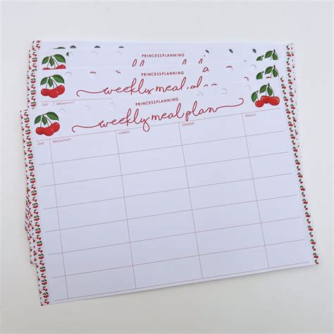 Grande Planner -Cherry Weekly Meal Planner Inserts