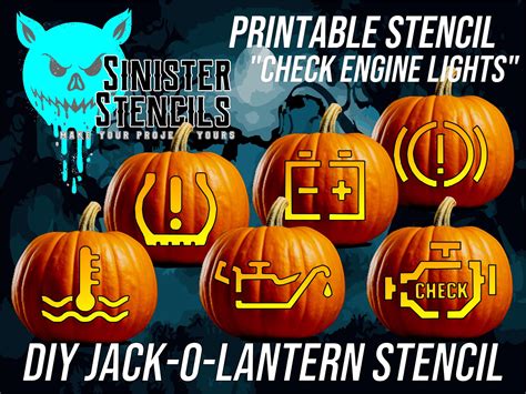 Check Engine Light Pumpkin Stencil Printable | FREE Printable