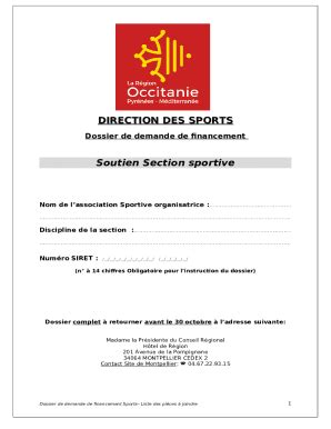 SOUTIEN AU SPORT SANT NOM DE LA STRUCTURE Doc Template | pdfFiller