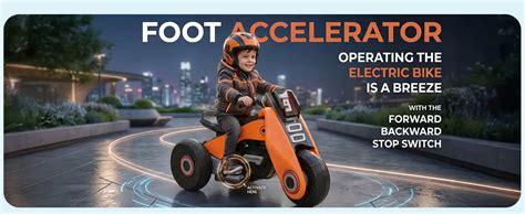 Zuno Electric Ride-On Toy Bike for Boys and Girls - Orange