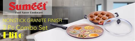 Buy Sumeet Nonstick Granite Finish 2Pcs ELITE Combo Set (Grill Appam ...