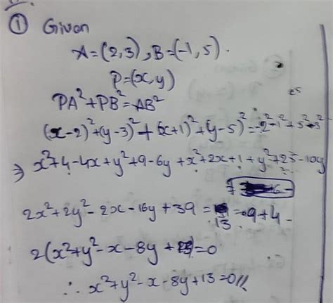 Find equation of locus of p if the line segment joining (2,3)and(-1,5 ...