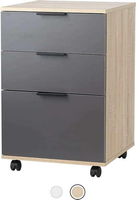 Buy DASROOM 3 Drawer Rolling Wood File Cabinet Home Office Portable ...