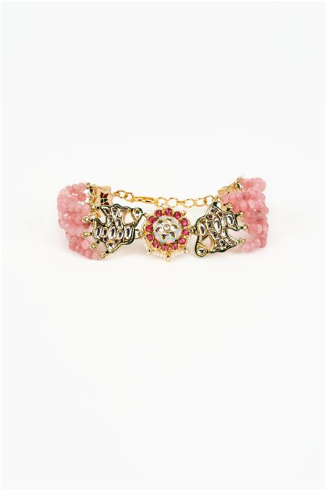 Vivinia By Vidhi Mehra - Saadgi Gold Plated Pink Bracelet - Elahe