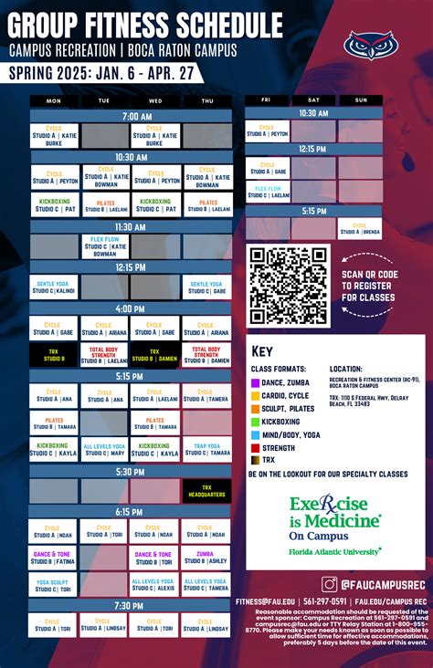 Group Fitness Schedule | Florida Atlantic University