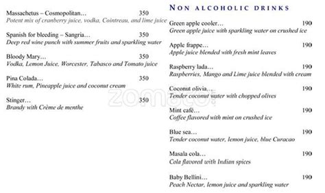 Menu at Aquagrill, Bengaluru, Fortune Select Trinity
