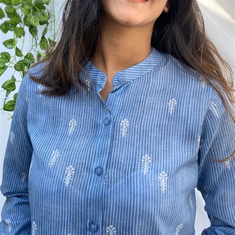 Relaxed Fit Grey Striped Tunic | Cotton Linen Blend | Indiefab ...