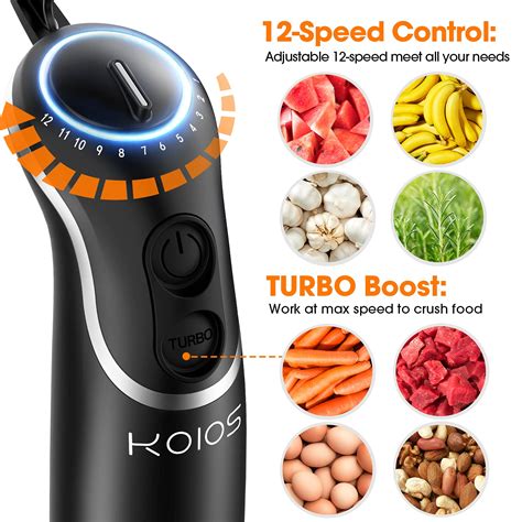 KOIOS Immersion Blender Handheld, 4 in 1 Electric Stick Hand Blender ...