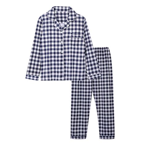 Nfurl Womens Petite Pjs Sets Trendy Checked Print Notch Collar Long ...