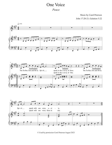 One Voice (Peace) Sheet Music | Carol Petersen | Unison Choir