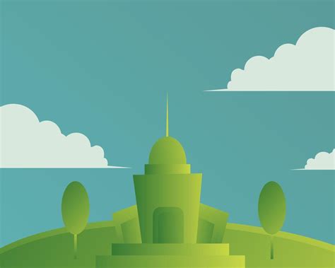 A low, blue building Vector Art Vector Art