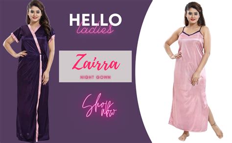 Buy Zairra Women's Satin Solid Maxi Night Gown at Amazon.in