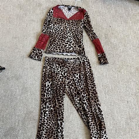 Leopard and cheetah print pajamas by Bisou Bisou.... - Depop