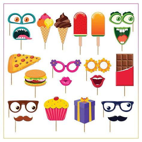Candourbox Birthday Photo Booth Props with Funny Monsters, Pizza ...