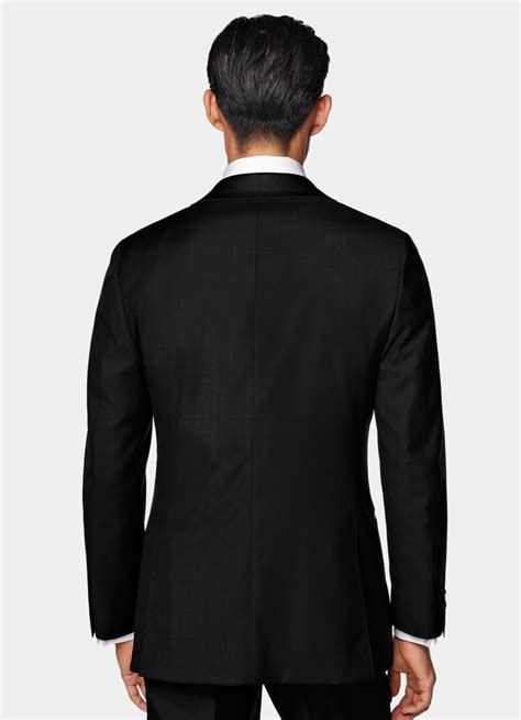 Black Three-Piece Tailored Fit Havana Tuxedo in Pure S110's Wool ...