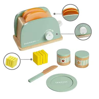 Teamson Kids Kids Wood Play Toaster & Accessories Playset