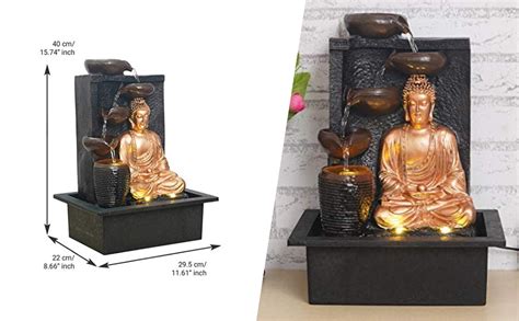 CHRONIKLE Polyresin Brown & Golden Meditating Buddha Table Top Home ...