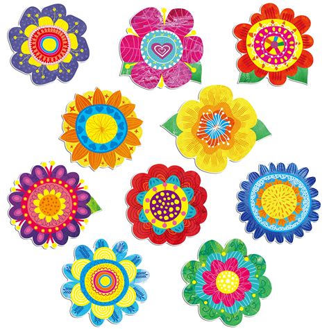 Snapklik.com : 50 PCS Flower Cutouts, Colorful Springtime Blossom Cut ...