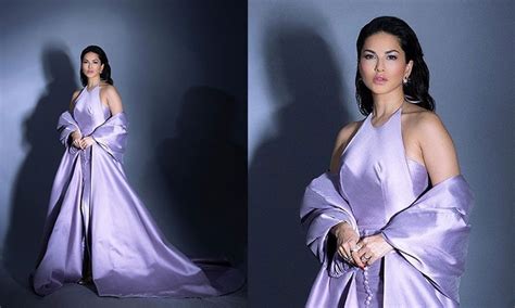 Gorgeous Sunny Leone sets hearts racing in purple gown with a daring ...