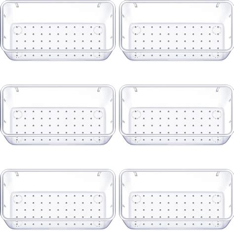 Buy WOWBOX 6 PCS Clear Plastic Drawer Organizer Set, Desk Drawer ...