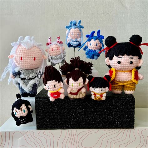Handmade crochet nezha, shen gong bao, shen xiao bao, ao bing, ao guang ...