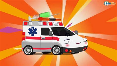 白色救护车 起重机汽车发烧了 救护车来看病 儿童汽车卡通片_好看视频