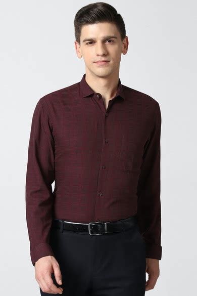 Buy Men Maroon Full Sleeves Formal Shirt Online - 631295 | Peter England