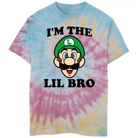 Boys 6-20 Nintendo Luigi I'm The Lil Bro Tie Dye Tee