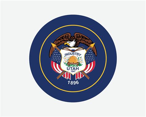Utah USA Round State Flag. UT, US Circle Flag. State of Utah, United ...