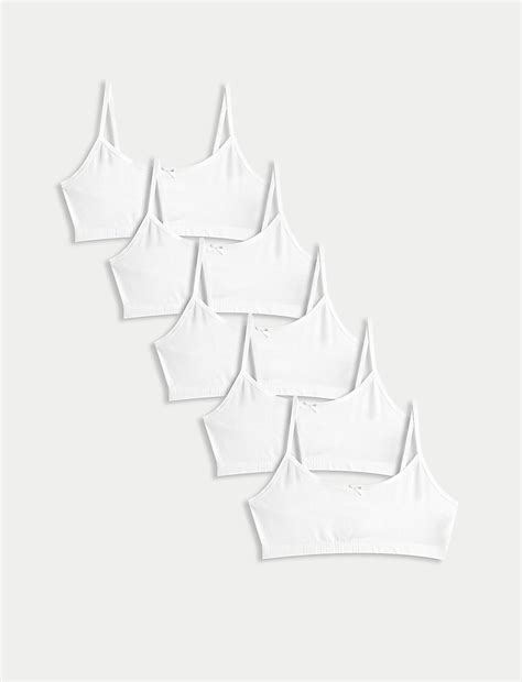 Buy 5pk Cotton with Stretch Crop Tops (6-16 Yrs) at Marks & Spencer