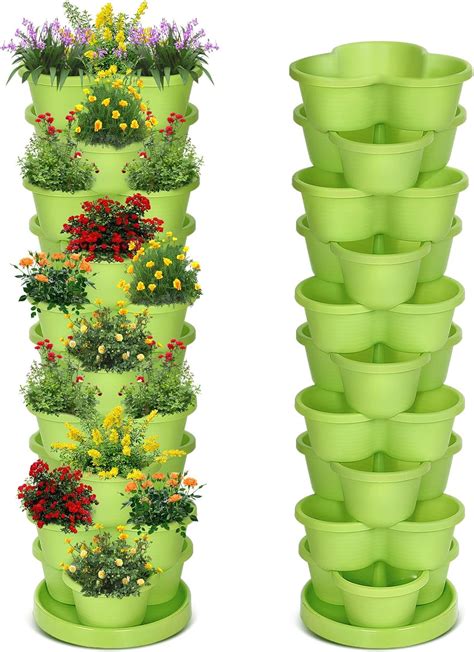 Nuogo 1 Piece 10 Tier Stackable Planter Vertical Gardening Planter ...