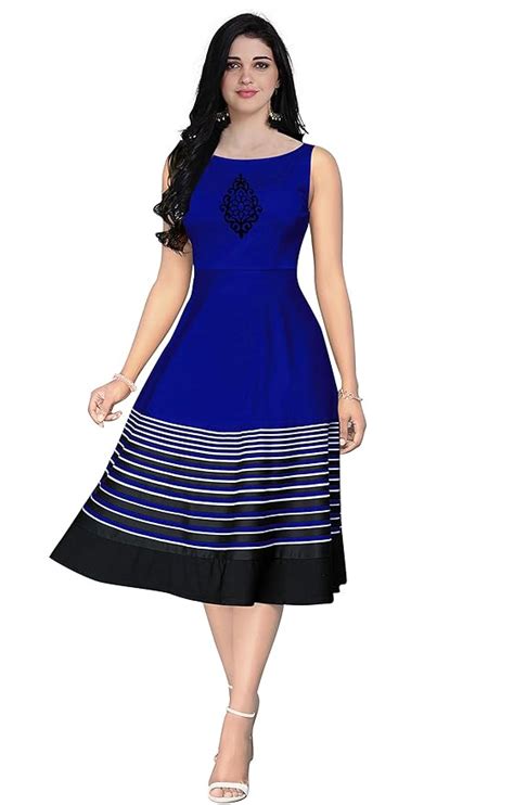 Buy Urban Creation Women's Fit & Flare Solid, Stripe with Butta Western ...