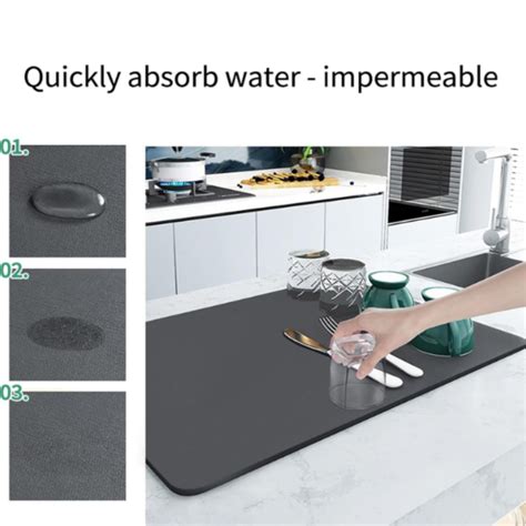 40 × 60 cm Kitchen Drain Mat – Large Absorbent Anti-Slip Sink & Floor ...