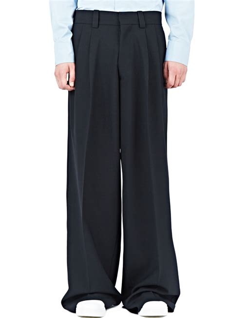 Marni Wide Leg Wool Pants in Black for Men | Lyst