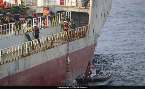 Indian Navy Contains Fire On Board Vessel With 14 Indian Crew