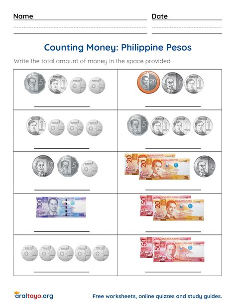 Counting Money Worksheet
