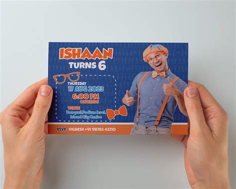Blippi Theme Cutomized Invite | Customized Party Supplies Online ...